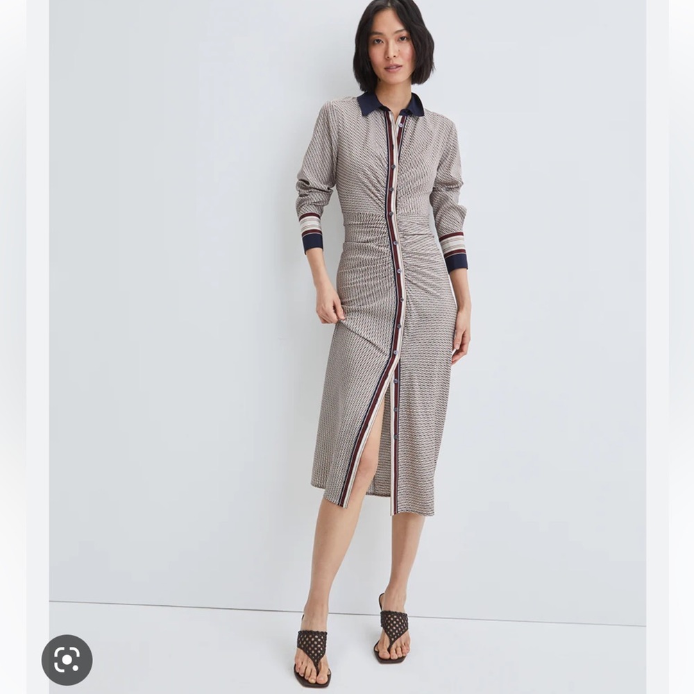 Shirt Dress Button Down Silk Dress Work Dress Long Sleeve Dress